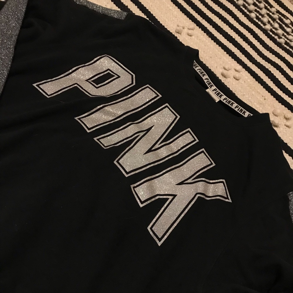 Black and Silver Glitter PINK Crewneck Sweatshirt